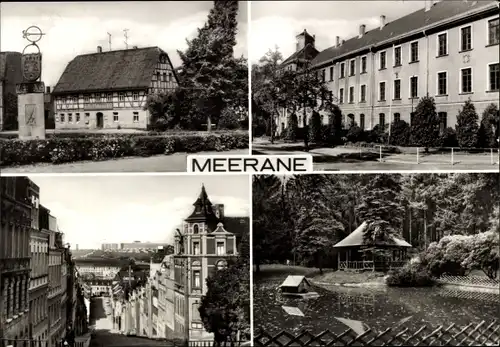 Ak Meerane in Sachsen, Gast. Schwanefeld, Linden-Oberschule, Steile Wand, Stadtpark