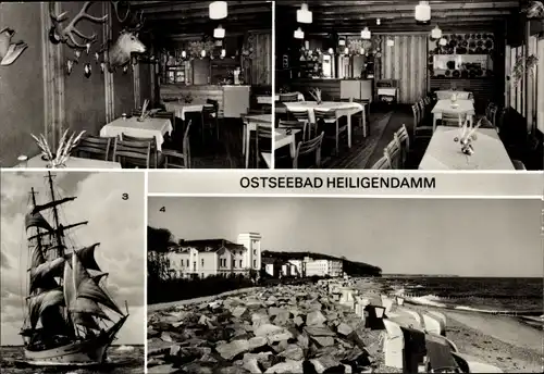 Ak Seebad Heiligendamm Bad Doberan, Gaststätte Jagdhaus, Strand, Segelschulschiff Wilhelm Pieck
