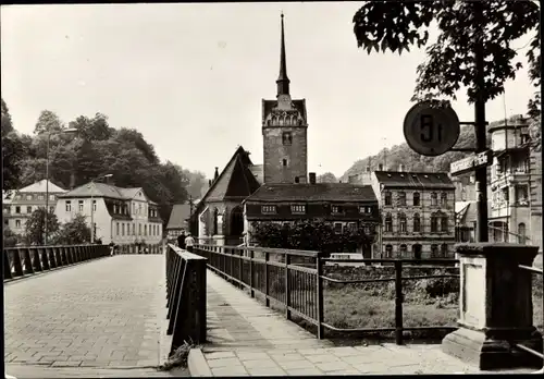 Ak Untermhaus Gera in Thüringen, Untermhäuserbrücke mit Marienkirche