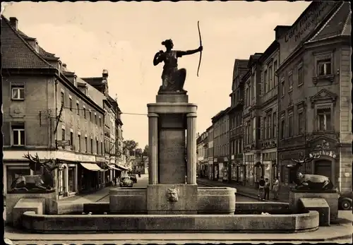 Ak Großenhain Sachsen, Dianabrunnen, Geschäftsstraße