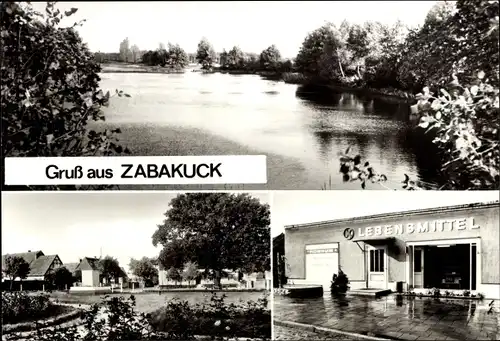 Ak Zabakuck Jerichow in Sachsen Anhalt, Am See, Friedensplatz, Einkaufszentrum