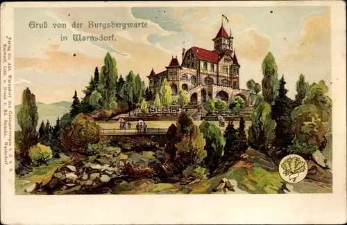 Litho Varnsdorf Warnsdorf Reg. Aussig, Burgsbergwarte