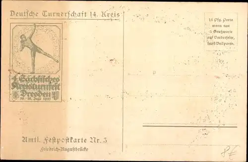 Künstler Ak Dresden, 4. Sächsisches Kreisturnfest 1921