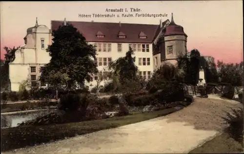 Ak Arnstadt in Thüringen, Höhere Töchterschule u. Kaufm. Fortbildungsschule