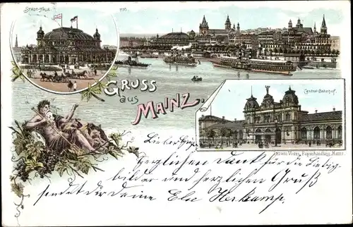 Litho Mainz Pfalz, Stadthalle, Zentralbahnhof