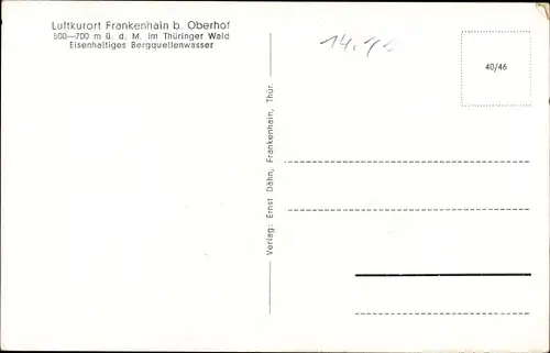 Ak Frankenhain in Thüringen, Teilansicht