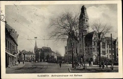 Ak Gladbeck im Ruhrgebiet Westfalen, Bottroper Straße mit Rathaus