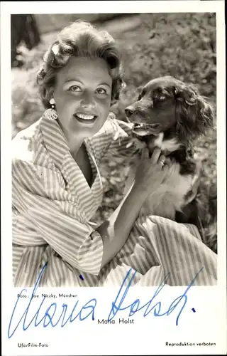 Ak Schauspielerin Maria Holst, Portrait, Autogramm, Hund