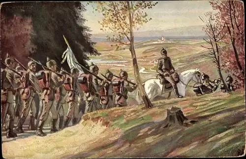 Lied Künstler Ak Hey, Paul, Hinaus in die Ferne, Volksliederkarte Nr. 35