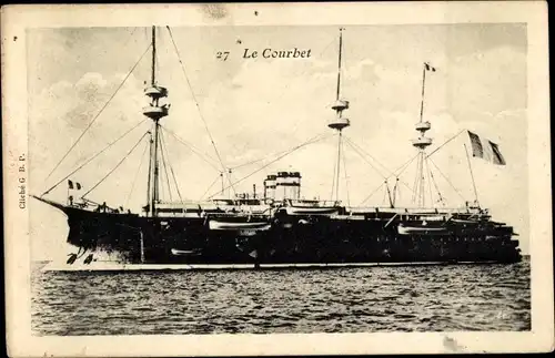Ak Französisches Kriegsschiff Le Courbet