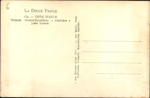 Ak Französisches Kriegsschiff, Contre Torpilleur Panthere