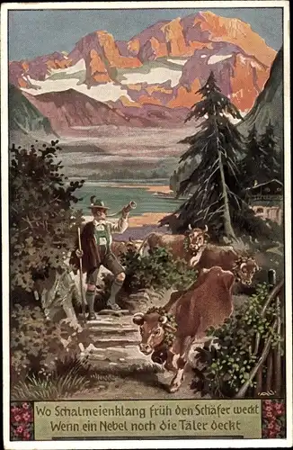 Lied Künstler Ak Wo Schalmeienklang früh den Schäfer weckt, Volksliederkarten Nr. 78