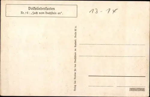 Lied Künstler Ak Wo Schalmeienklang früh den Schäfer weckt, Volksliederkarten Nr. 78