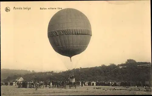 Ak Armée belge, Ballon militaire libre, Landung eines belgischen Militärballons
