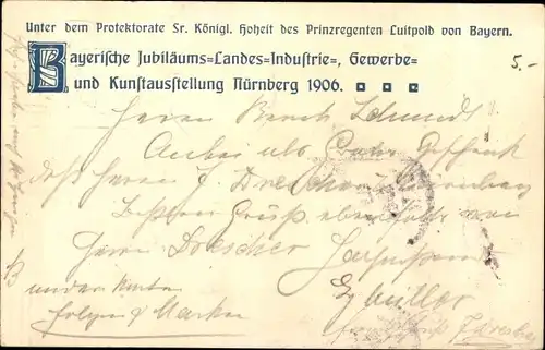 Ganzsachen Ak Nürnberg, Jubiläums Landes Ausstellung 1906