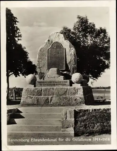 Ak Olsztynek Hohenstein Ostpreußen, Tannenberg Ehrendenkmal für die Gefallenen 1914-1918