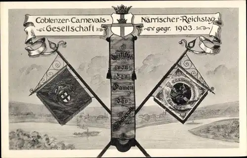 Wappen Ak Koblenz, Karnevalsgesellschaft, Närrischer Reichstag, gegr. 1903