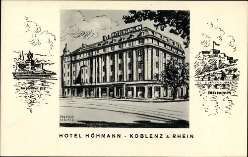 Künstler Ak Koblenz in Rheinland Pfalz, Hotel Höhmann, Außenansicht