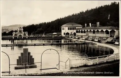 Ak Michelstadt im Odenwaldkreis Südhessen, Stadion, Freibad