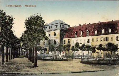 Ak Zweibrücken in Rheinland Pfalz, Maxplatz, Gebäude