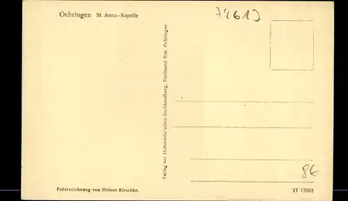 Künstler Ak Öhringen im Hohenlohekreis, St. Anna Kapelle