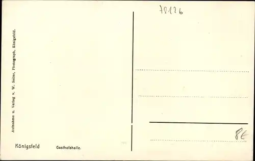 Ak Königsfeld im Schwarzwald Baar Kreis, Gasthofshalle