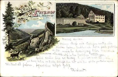 Litho Kleinenzhof Bad Wildbad im Kreis Calw Baden Württemberg, Enzhof