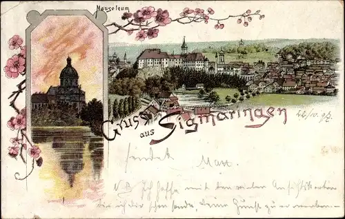 Litho Sigmaringen an der Donau Baden Württemberg, Totalansicht vom Ort, Mausoleum