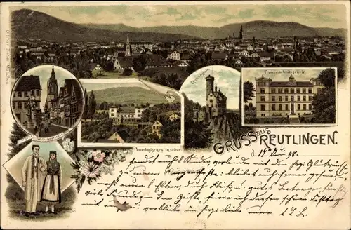 Litho Reutlingen in Baden Württemberg, Totalansicht, Wilhelmstraße, Pomologisches Institut