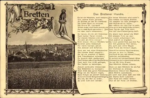 Passepartout Ak Bretten im Kreis Karlsruhe Baden Württemberg, Das Brettener Hundle