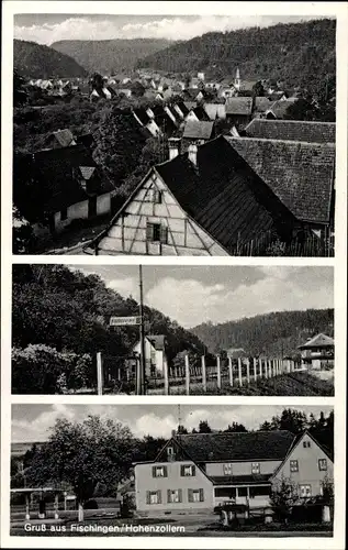 Ak Fischingen Baden, Teilansichten vom Ort, Tankstelle, Gasthaus und Pension zum Bahnhof, Bes. Reich