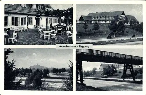 Ak Siegburg im Rhein Sieg Kreis, Auto Rasthaus, Inh. Fritz Linden, Autobahn, Fußgängerbrücke