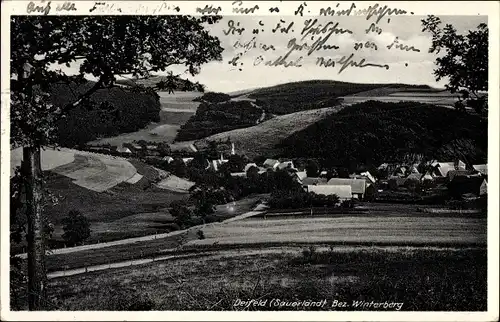 Ak Deifeld Medebach im Hochsauerlandkreis, Panoramaansicht von Ortschaft und Umgebung