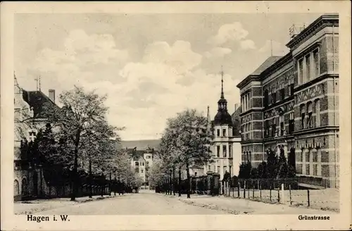 Ak Hagen in Westfalen Ruhrgebiet, Partie in der Grünstraße