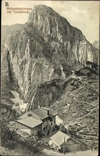 Ak Ebbs in Tirol, Stripsenjochhaus mit Totenkirchl., Bergpfad, Gipfel