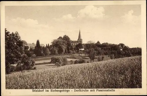 Ak Stieldorf Königswinter am Rhein, Dorfkirche mit Passionshalle