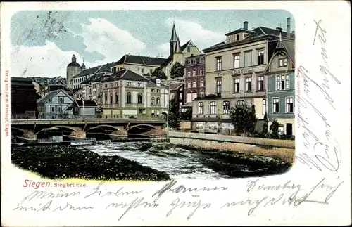 Ak Siegen in Westfalen, Siegbrücke