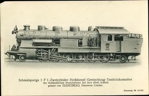 Ak Zweizylinder Heißdampf Gemischtzug Tenderlokomotive, Holländische Staatsbahnen