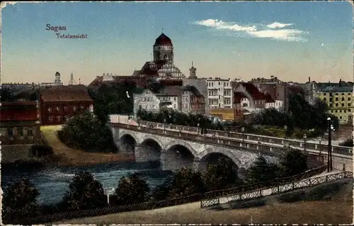 Ak Żagań Sagan Schlesien, Totalansicht