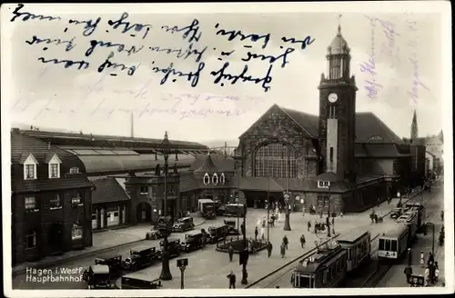 Ak Hagen in Westfalen, Hauptbahnhof, Außenansicht