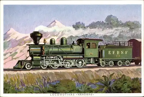 Künstler Ak Meyer, Deutsche Eisenbahn, Locomotivas HANOMAG, Tenwheel