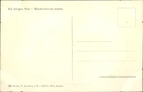 Ak Schweizer Soldaten, Gebirgsartillerie, Auf felsigem Pfad