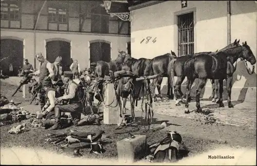 Ak Schweizer Soldaten, Mobilisation, Pferde