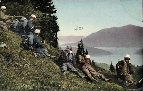 Ak Schweizer Soldaten, Feldwache in Gefechtsstellung