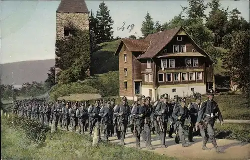 Ak Schweizer Soldaten, Infanterie auf dem Marsche