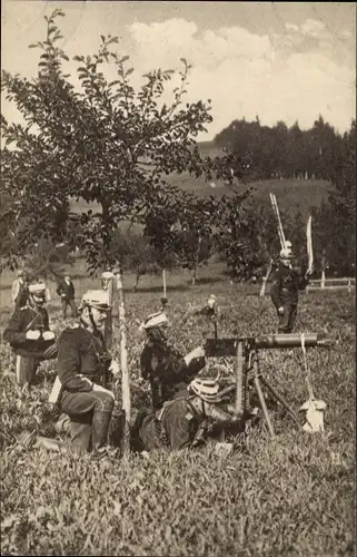 Ak Schweizer Soldaten, Feuernde Mitrailleur, Maschinengewehr