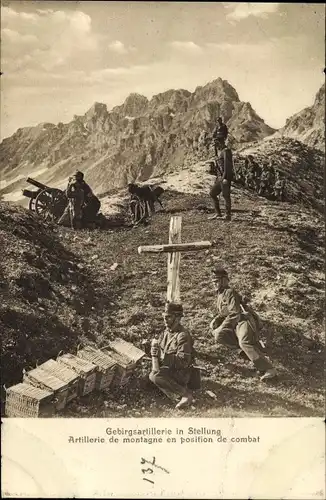 Ak Schweizer Soldaten, Gebirgsartillerie in Stellung
