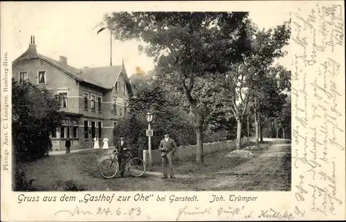 Ak Garstedt Norderstedt in Schleswig Holstein, Gasthof zur Ohe, Radfahrer