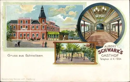 Litho Hamburg Eimsbüttel Schnelsen, Gasthof, Innenansicht, Schnellsen