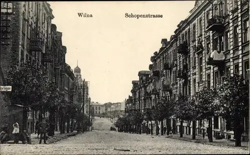Ak Vilnius Wilna Litauen, Blick in die Schopenstraße
